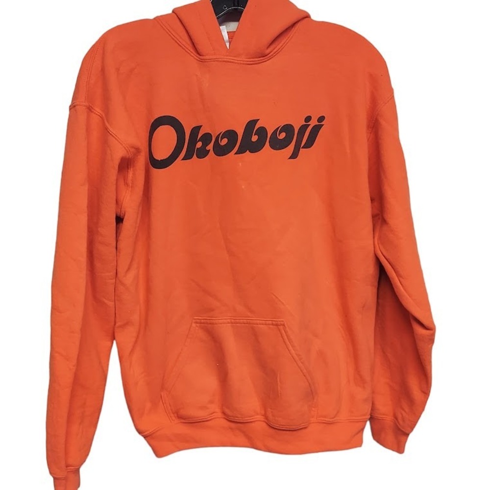 Gildan Heavy Blend Okoboji Orange Graphic Pullover Hoodie Sweatshirt Youth‎ XL